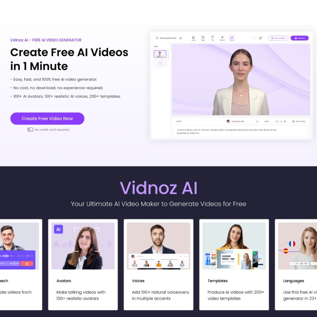 Vidnoz AI ساخت ویدیوهای باکیفیت، آسان و سریع با هوش مصنوعی