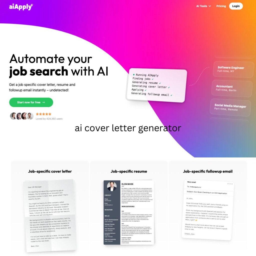 aiApply یک پلتفرم جستجوی کار مبتنی بر هوش مصنوعی است که هدف آن استخدام سریع‌تر شماست